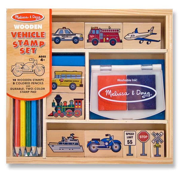 ערכת חותמות עץ כלי תחבורה דגם Vehicle Stamp Set