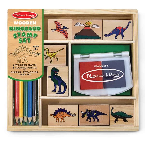 ערכת חותמות עץ דינוזאורים דגם Dinosaur Stamp Set