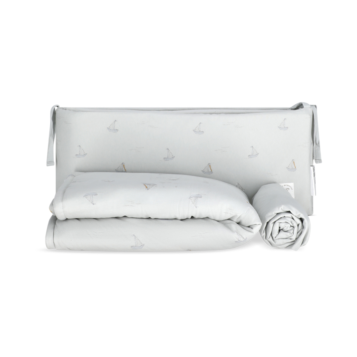 סט מצעים למיטת תינוק מסדרת Vintage Collection דגם כחול מודפס