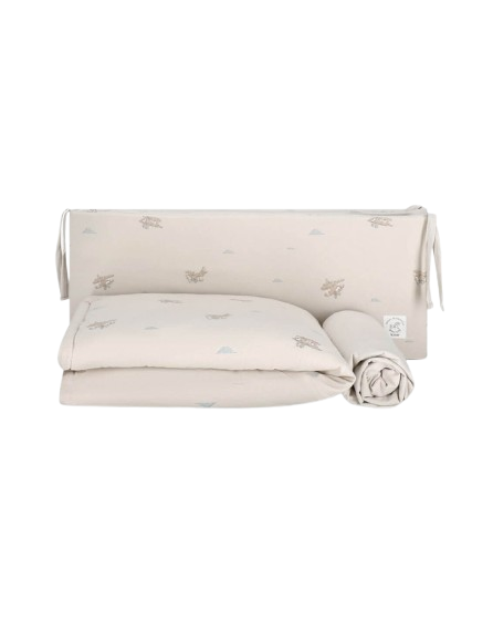 סט מצעים למיטת תינוק מסדרת Vintage Collection דגם אבן מודפס