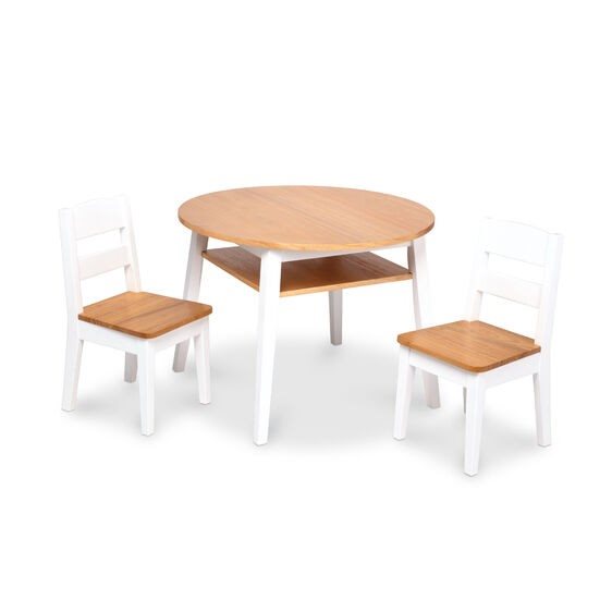 שולחן עם כיסאות לאירוח ומשחק דגם Wooden Round Table & Chairs Set